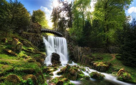 Waterfall Under Bridge By Alexander Lauterbach