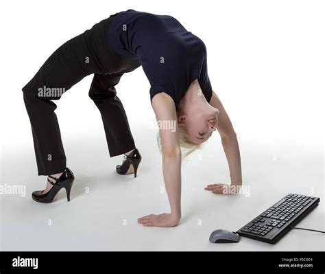 Business Woman Bent Over Backwards Stock Photo Alamy