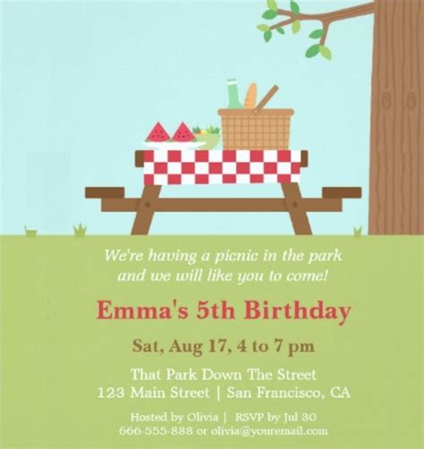 Free 13 Picnic Invitation Templates In Psd Eps Ai Ms Word