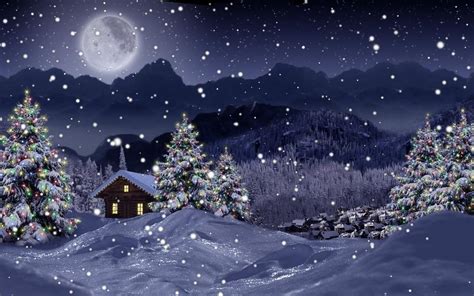 Snowy Christmas Night Art Wallpapers Wallpaper Cave