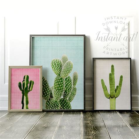 Cactus Print Wall Art Prints Printable Art Set Modern Art Etsy