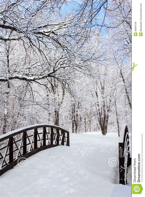 Winter Scene With Bridge Stock Photo Image Of Railing