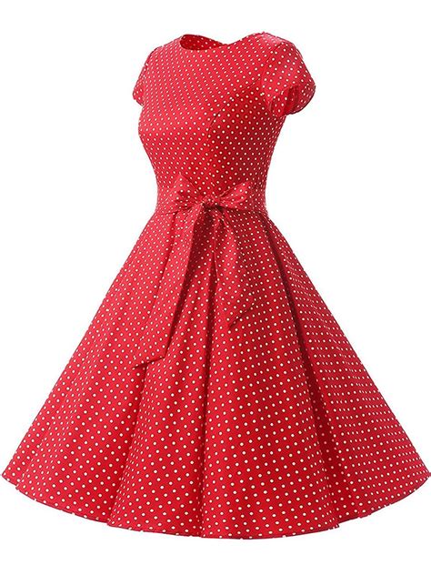 Blue 1950s Polka Dot Swing Dress Retro Stage Chic Vintage Dresses