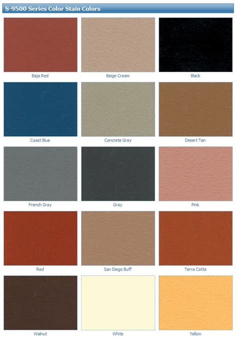 Water Based Concrete Stains Color Chart Features Fifteen Coloring