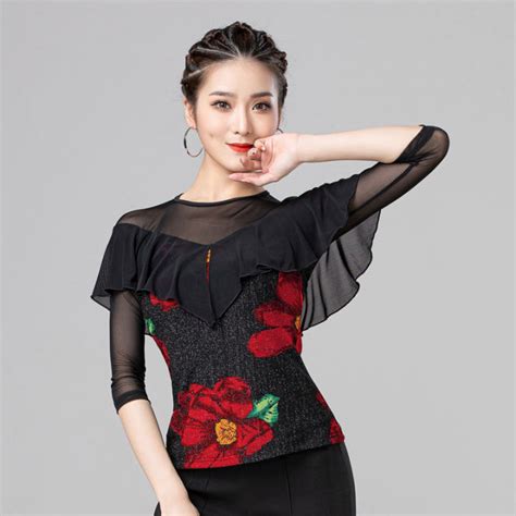 Latin Dance Blouse Rumba Dancing Top Female Ballroom Dance Shirt Modern Dance Waltz Fringe Suit