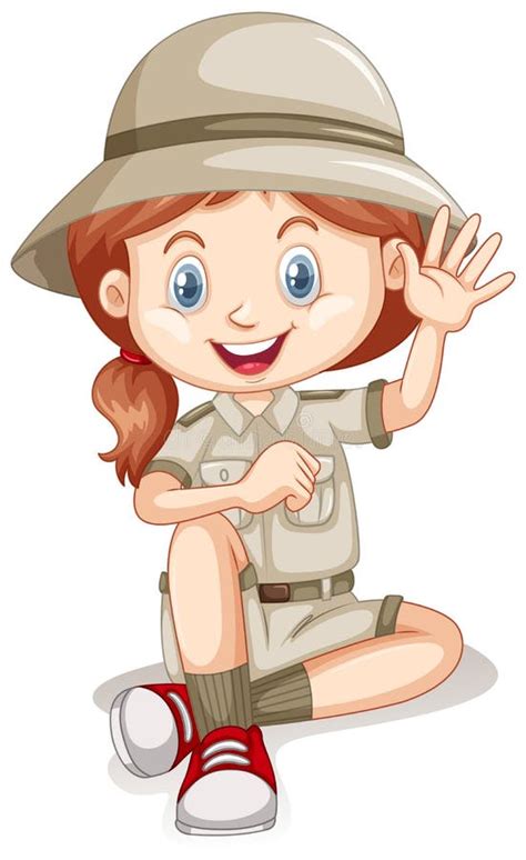 A Young Safari Girl On White Background Stock Vector Illustration Of