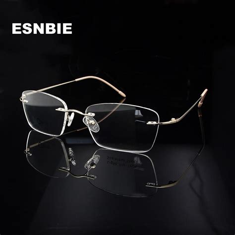 buy esnbie luxury light gold rimless eyeglasses frame for women square female