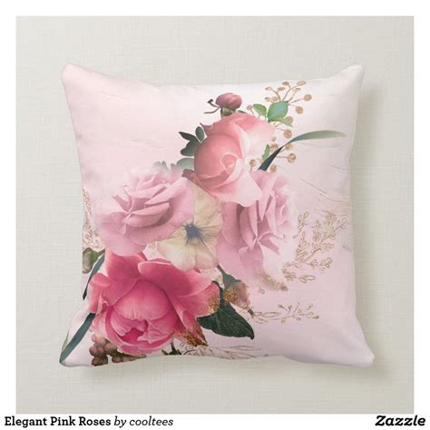 Elegant Pink Roses Throw Pillow Throw Pillows Pink