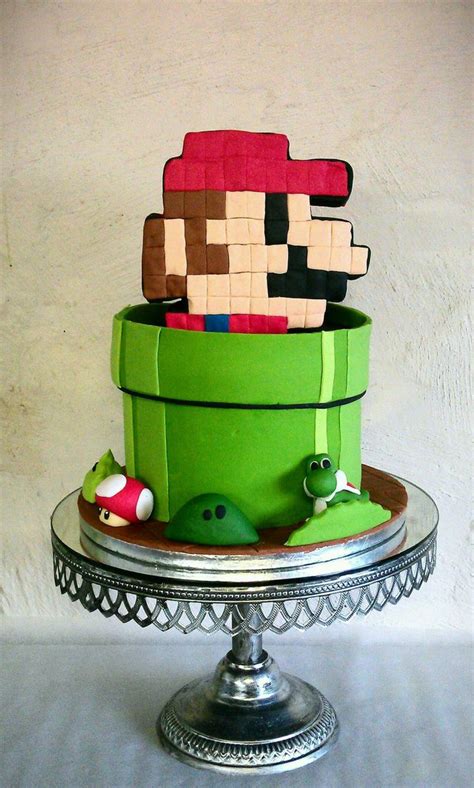 The cake is an item and recipe that appears in the paper mario series. Amazing Mario Cake Blends 8-Bit and Modern Character Designs
