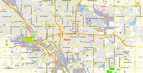 Fresno California Us Pdf Map Vector Exact City Plan Low Detailed Street
