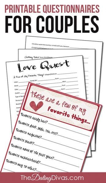 Favorite Things Questionnaire for Couples (The Dating ...