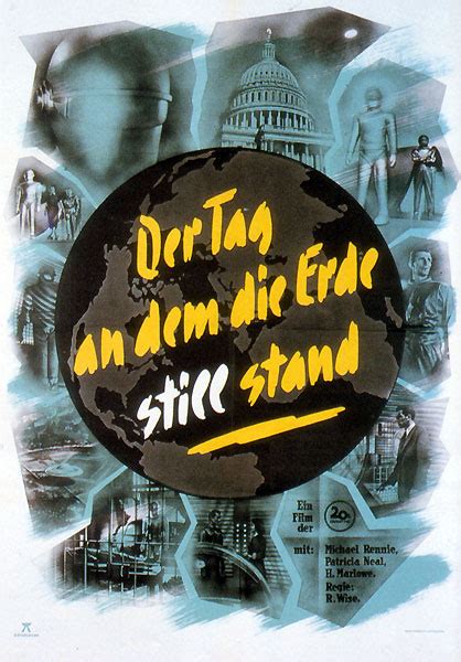 Landet ein außerirdischer abgesandter mit seinem raumschiff. Filmplakat: Tag, an dem die Erde stillstand, Der (1951 ...