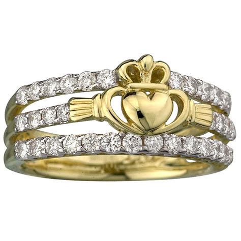Claddagh Ring - Diamond 14k Gold Ladies Irish Claddagh ...