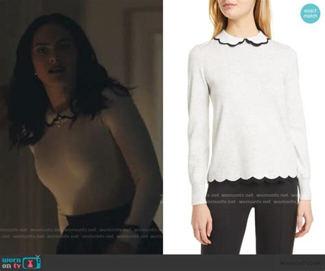 Wornontv Veronicas White Contrast Detail Sweater On Riverdale