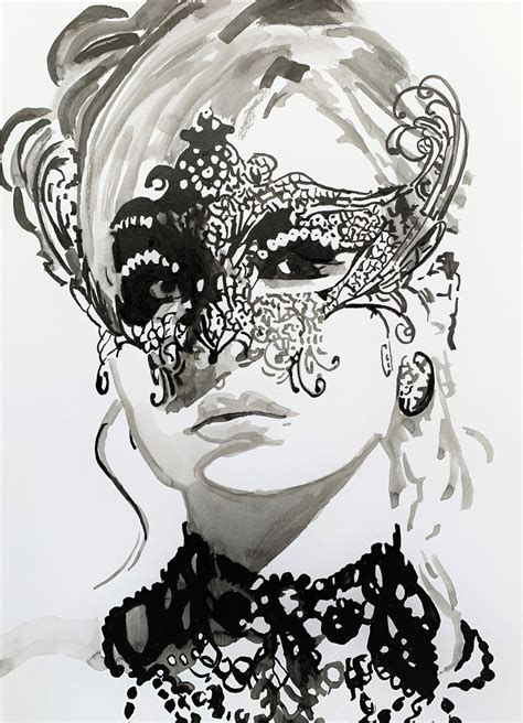 Venetian Mask 2 Drawing By Alexandra Djokic Artmajeur