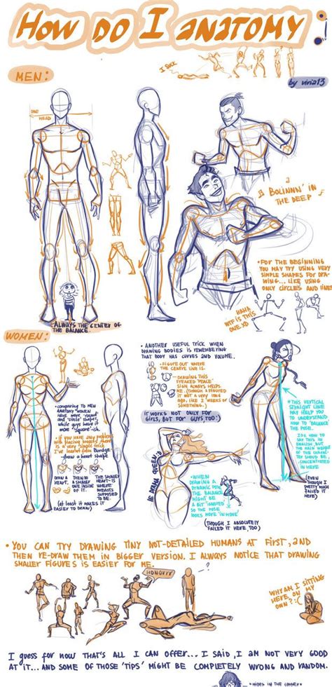 How I Do Anatomy by viria13 描画レッスン 絵のポーズ スケッチのテクニック スケッチのコツ スケッチ