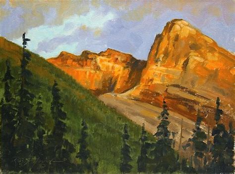 Rocky Mountain Sunset Mountain Landscape Oil Painting