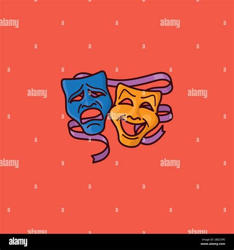 Máscaras De Teatro Para La Tragedia Y La Comedia Ilustración Vectorial