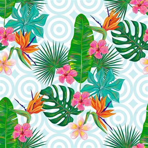 Elegant design element for greeting cards (birthday, valentine's day), wedding and engagement invitation card template. summer tropical pattern with exotic flowers — Stock Vector ...
