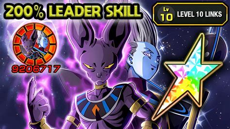 200 Leader Skill 100 Lr Beerus And Whis Level 10 Links Showcase Dragon Ball Z Dokkan Battle