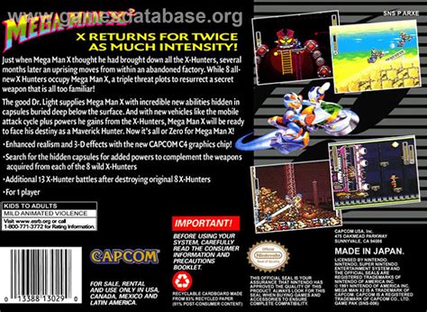 Mega Man X2 Nintendo Snes Artwork Box Back