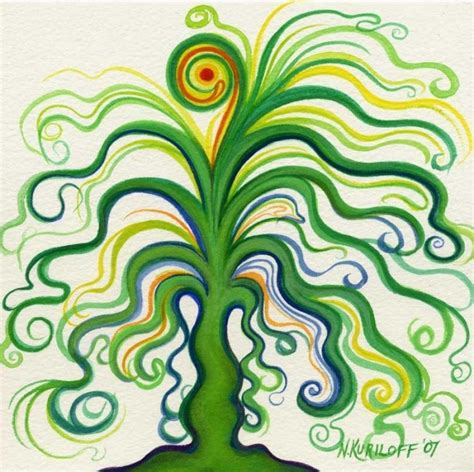 Green And Orange Tree Painting By Nina Kuriloff Artmajeur