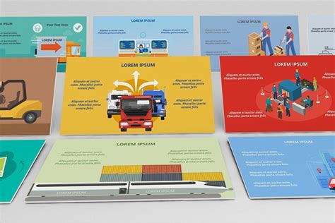 Logistics Powerpoint Infographic Set By Renure Thehungryjpeg
