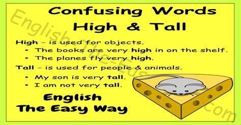 High Tall Commonly Confused Words English The Easy Way