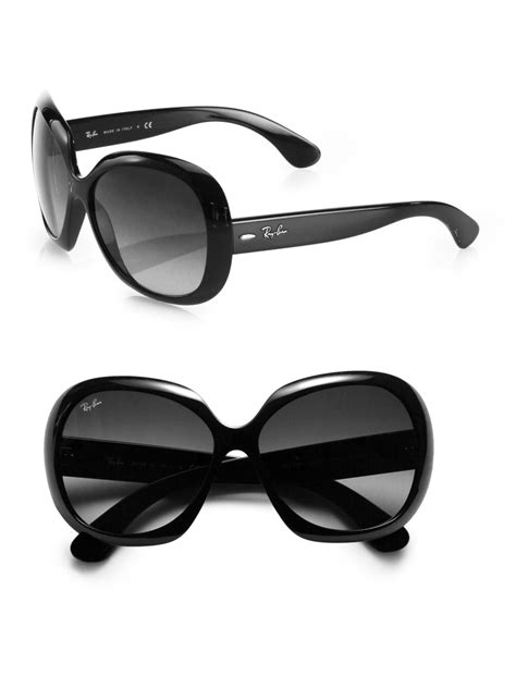 ray ban synthetic rb4098 jackie ohh oversized round sunglasses in black lyst