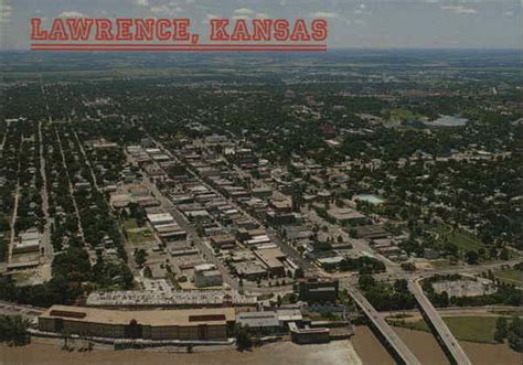 Aerial View Of City Lawrence Ks Postcard