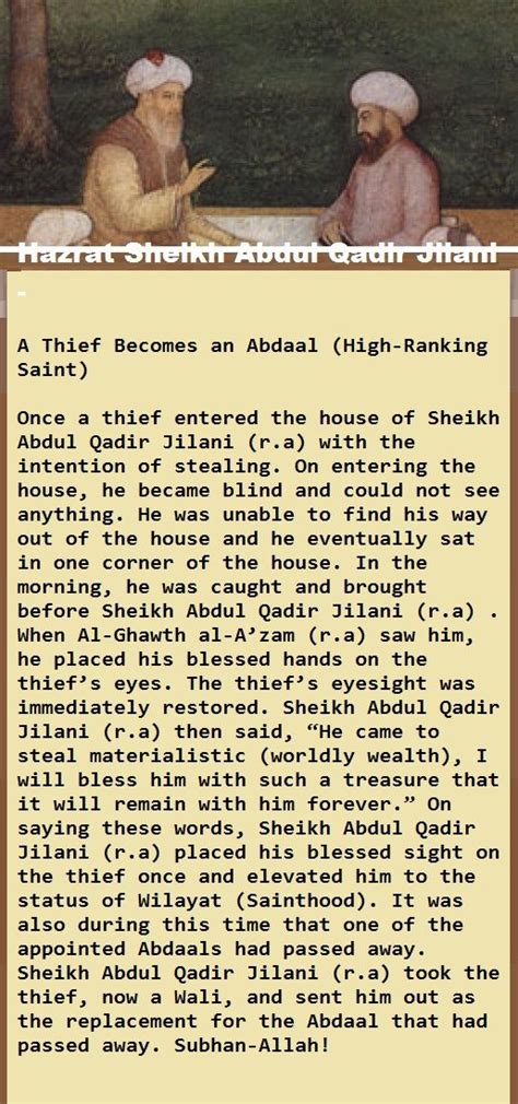 Hazrat Sheikh Abdul Qadir Jilani A Thief Becomes An Abdaal High