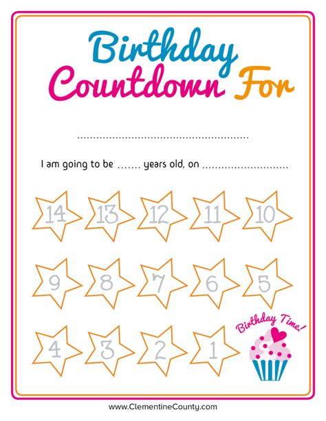 Birthday Countdown Printable Printable Word Searches