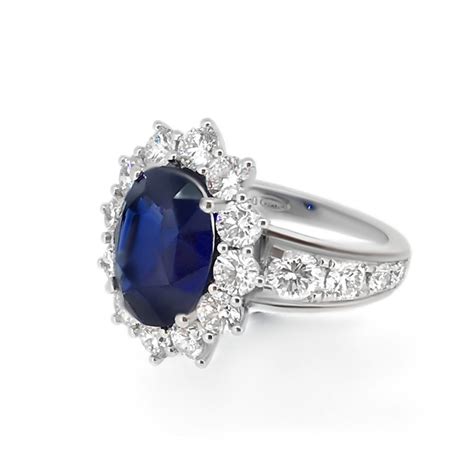 Oval Sapphire And Diamond Halo Engagement Ring Haywards Of Hong Kong