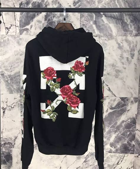 Off White Off White Rose Embroidery Hoodie Zip Up Grailed