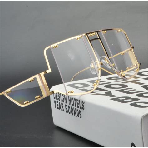 Mincl Brand Clear Sunglasses Men Women Classic Retro Square Frame Design Rivet Women Uv