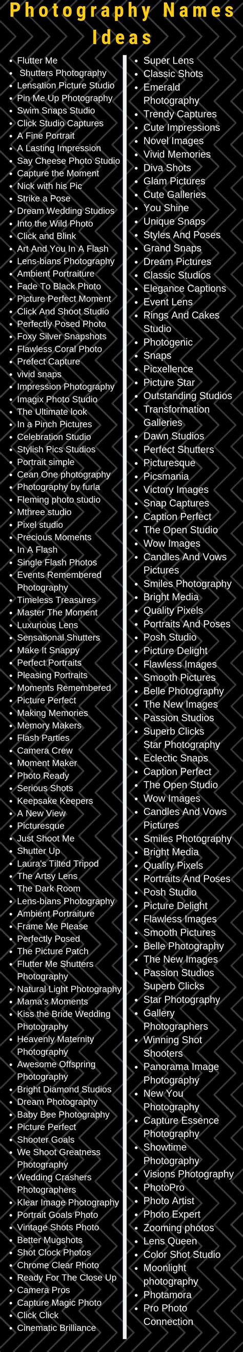 277 Creative Photography Names For Instagram