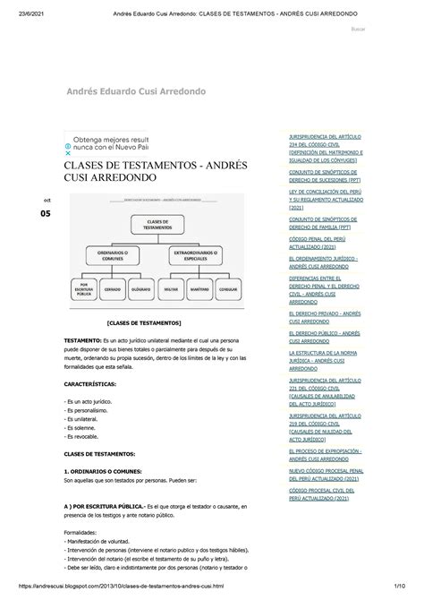 Andrés Eduardo Cusi Arredondo Clases De Testamentos Andrés Cusi