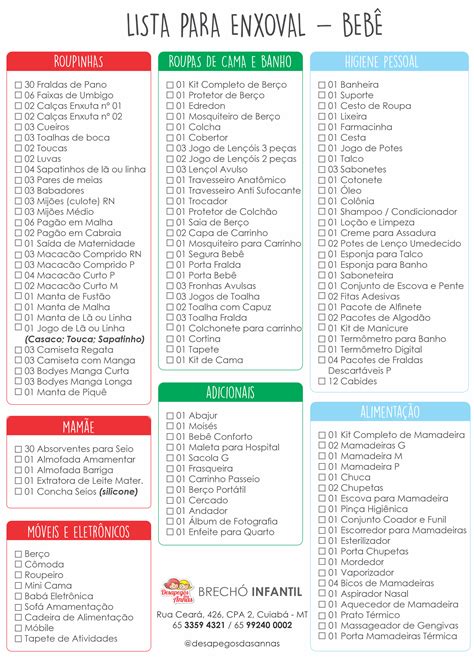 Lista Completa De Enxoval De Bebe Para Imprimir