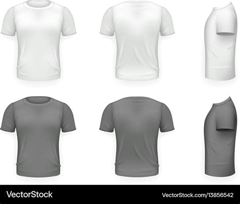 Black And White T Shirt Front Side Back View Vector Image