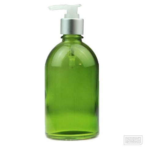 Lotion Pump Green 250ml Glass Bottle Aromatherapy Bottles