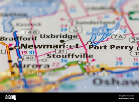 Newmarket Ontario Canada Shown On A Road Map Or Geography Map Stock