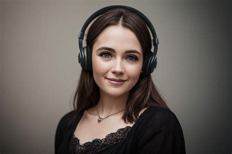 Premium Ai Image A Woman Wearing Headphones With A Necklace On Her Neck