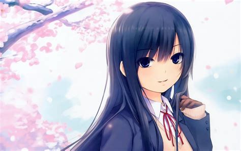 Anime Girl Cherry Blossom Fondos De Pantalla Gratis Para Widescreen