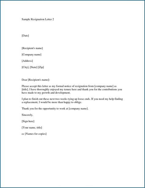 √ Free Printable Official Letter Of Resignation Template