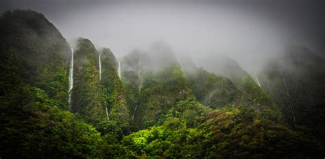 Waterfall Nature Landscape Mist Forest Mountain