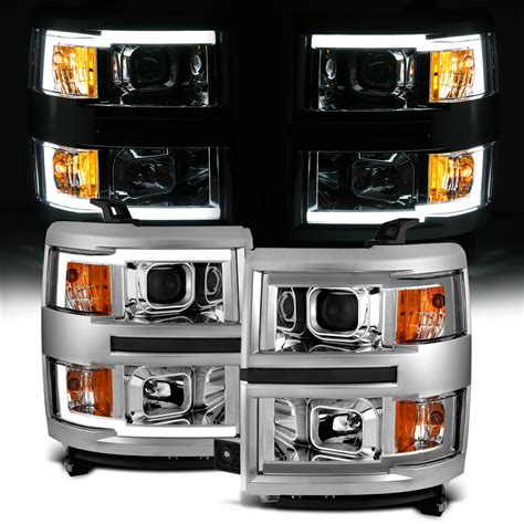 For 2014 2015 Chevy Silverado 1500 Pickup Led Chrome Projector