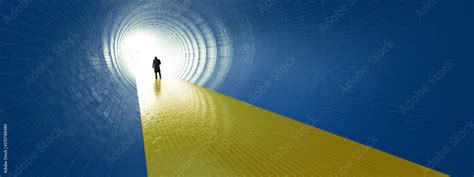 Concept Or Conceptual Blue And Yellow Tunnel The Ukrainian Flag Colors