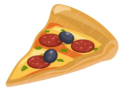 Premium Vector Pizza Slice Icon Italian Classic Pepperoni In Cartoon