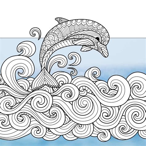 Be Happy Dolphins Free Adult Coloring Book Page