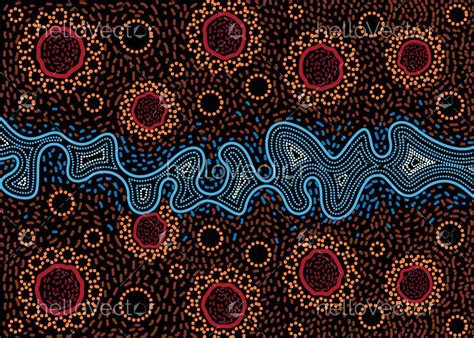 Aboriginal Dot Art Vector Painting River Concept Download Graphics
